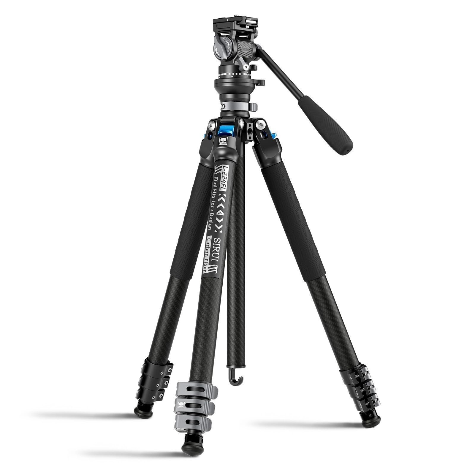 SIRUI Carbon Fiber Travel Tripod with Fluid Head, 60" Lightweight.. -OPEN BOX