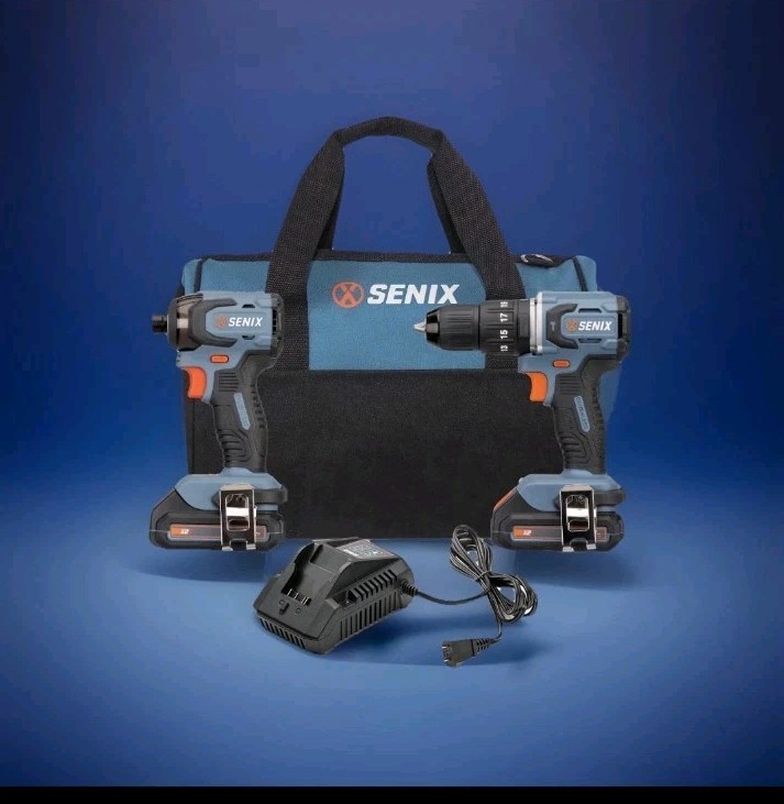 Senix X2 20V Brushless Drill & Impact Driver, 2 Li-Ion Batteries, S2K2B2-01