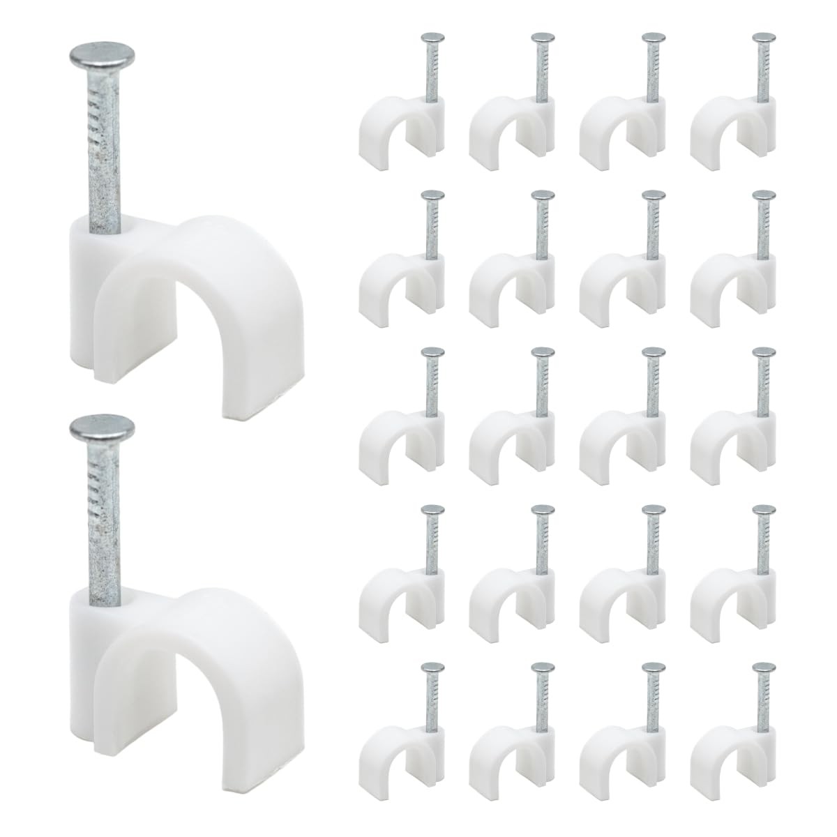 Cable Clips 12 mm - Cord for Wall, 50 Pcs - White