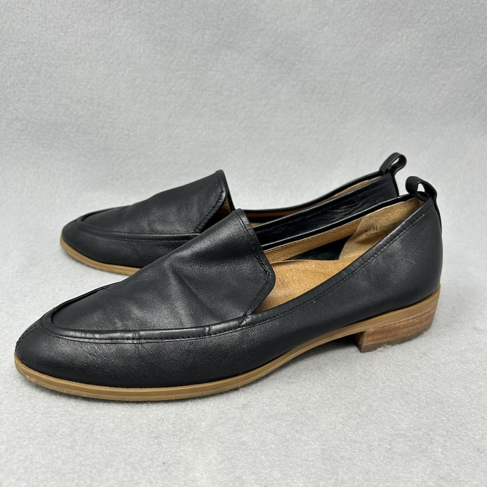 Susina Kellen Women’s Size 6.5 M Black Leather Almond Toe Slip On Loafer Shoes