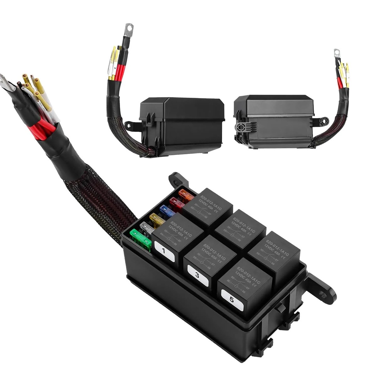 GEYA 12V Box Pre-Wired Fuse Relay Block Kit 40A 6 Slot ATC/ATO Car Truck Boat RV