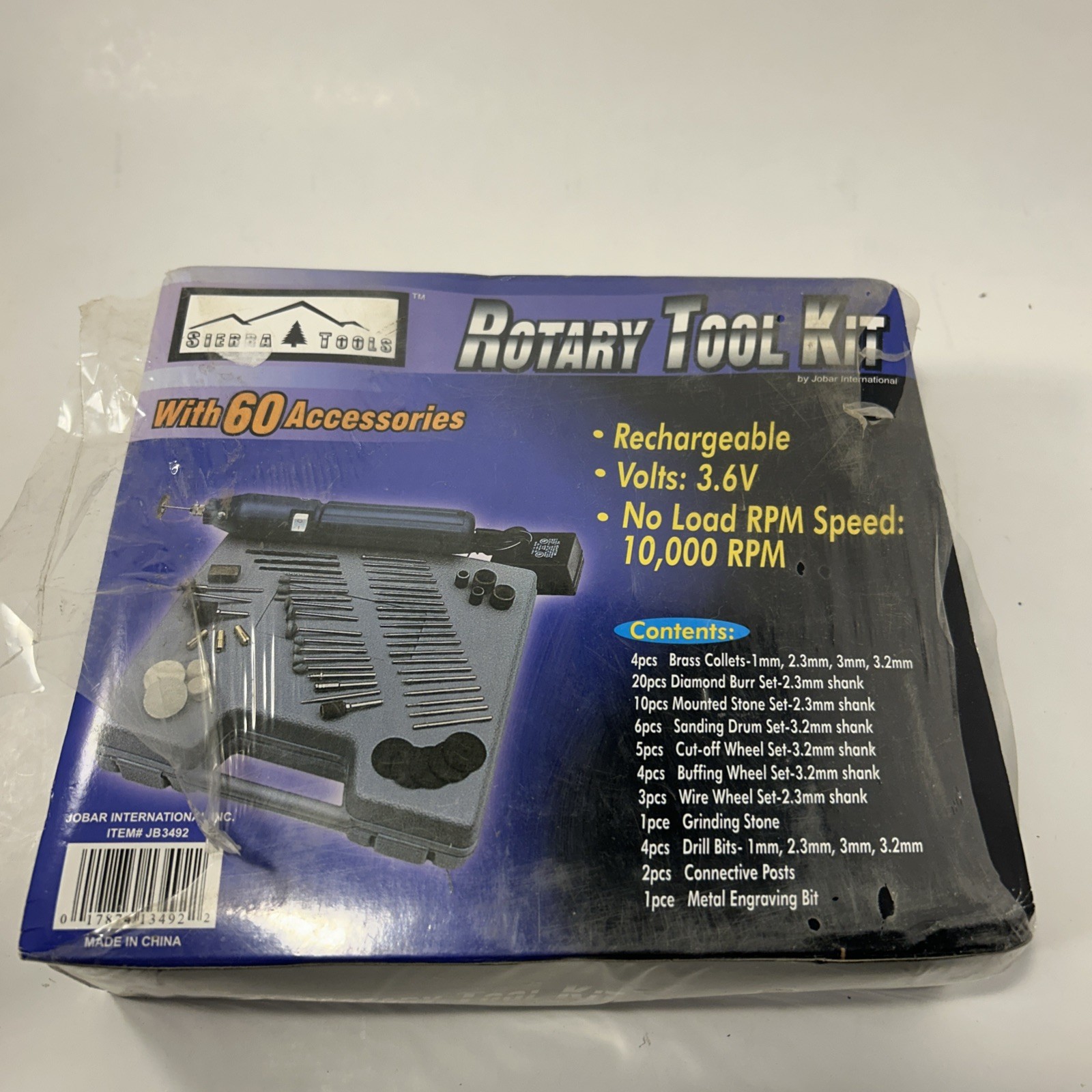 Rotory Tool Kit 60 Pieces Sierra Tools New Sealed In Box Some wrapping ripped