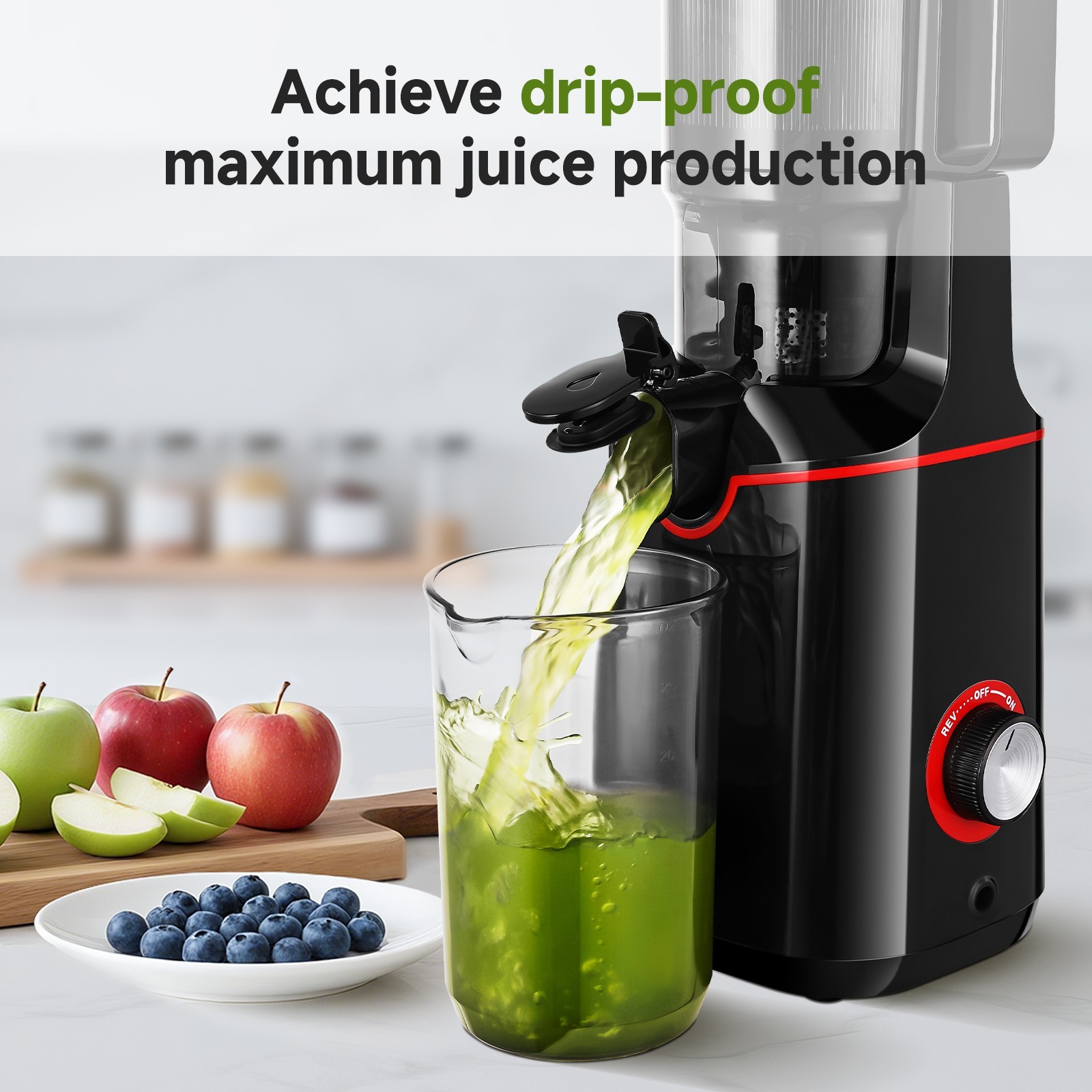 AMZCHEF Slow Juicer Machine, High Juicing Rate, Quiet Motor with Rever.