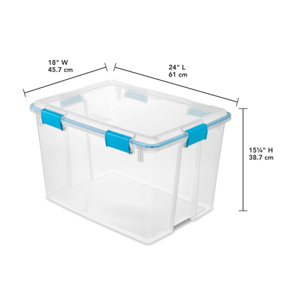Clear Plastic Storage Box W/ Lid & Latches Gasket Container Bin 80 Quart