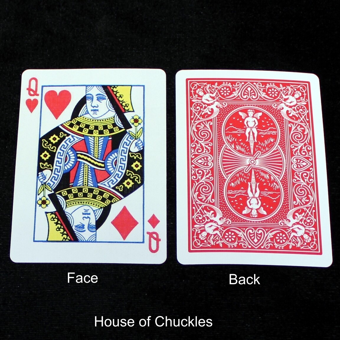 Queen of Hearts / Diamonds - Mis-Indexed, Bicycle Printed Gaff Card, Red