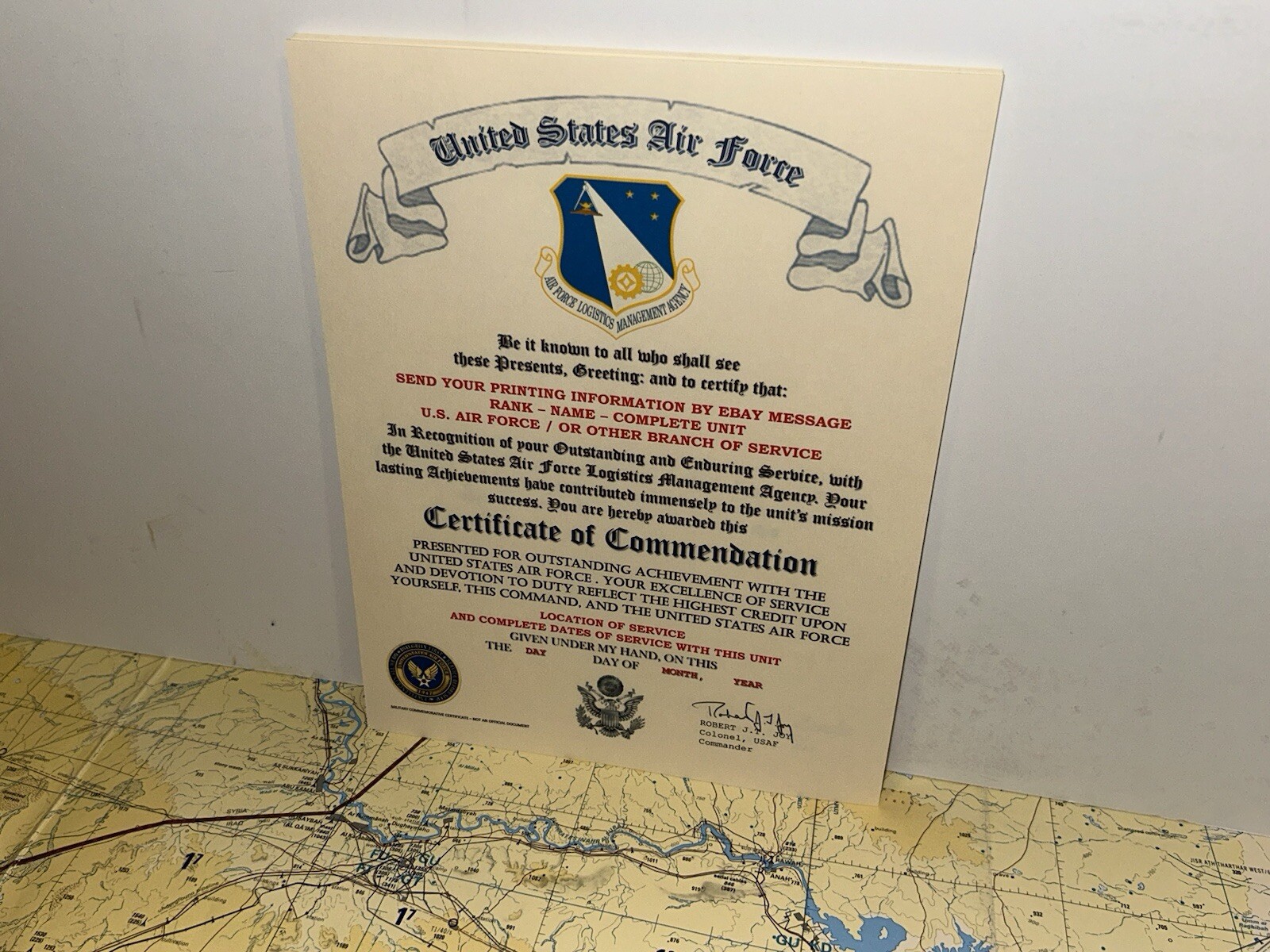U.S.A.F. / AIR FORCE LOGISTICS MANAGEMENT AGENCY - CERTIFICATE OF COMMENDATION
