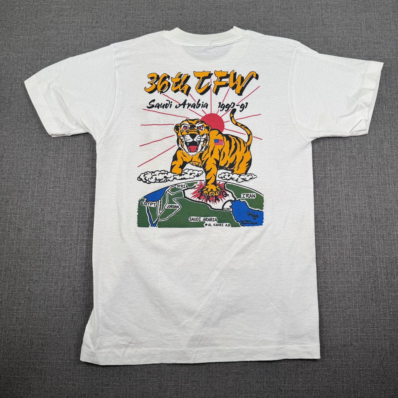 VTG Single Stitch 36th TFW Desert Storm Gulf War T-Shirt 1990-91 Al Kharj AB
