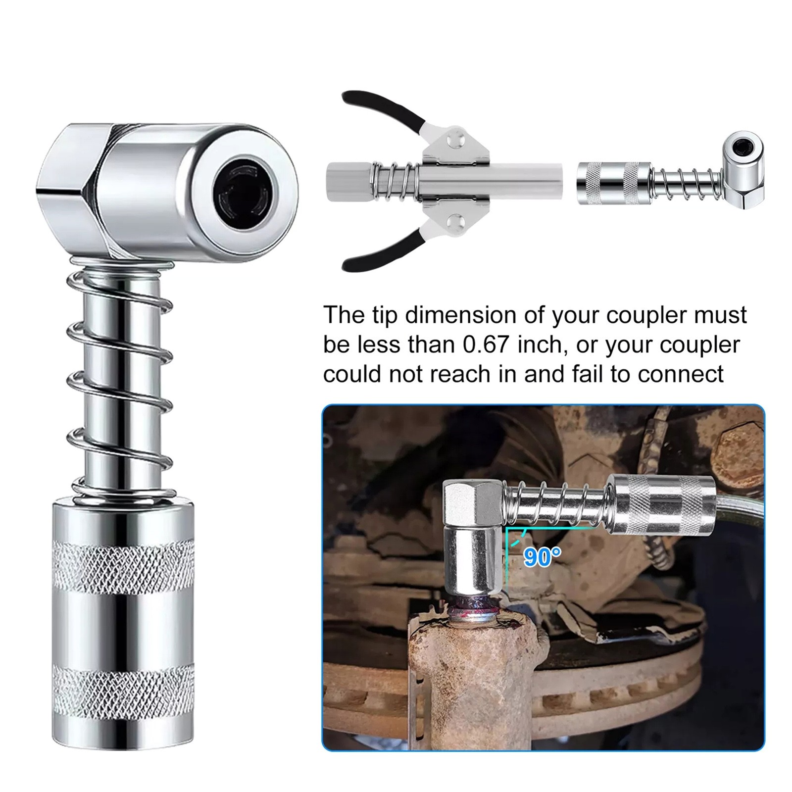 1 Set Grease Nozzle Adapter Grease Gun-Accessory 90 Degree Coupler Adapter Tool
