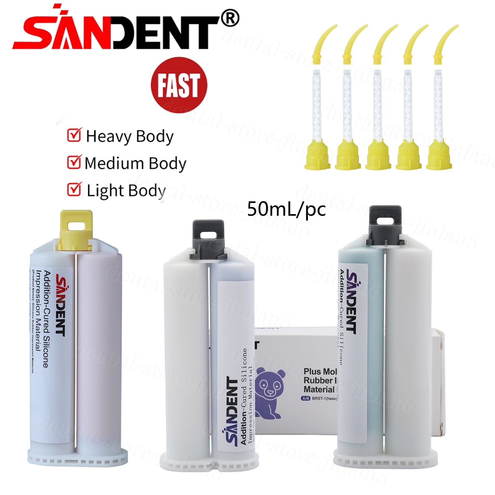 Light/M/HEAVY BODY VPS Impression Material FAST SET - 50ml Cartridges + 5 Tips