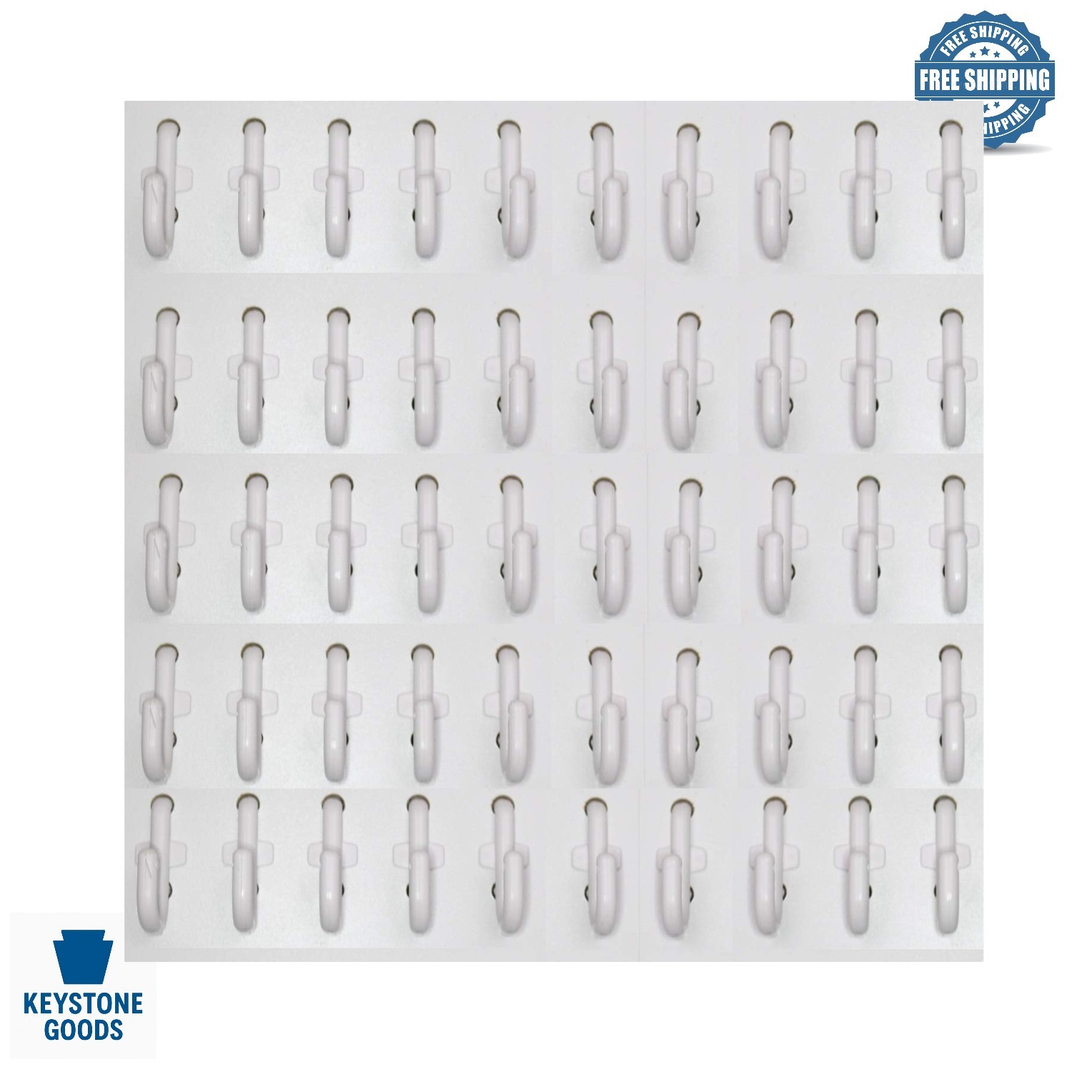 50 Pack White Heavy Duty J Style Pegboard Hooks for Garage & Workshop