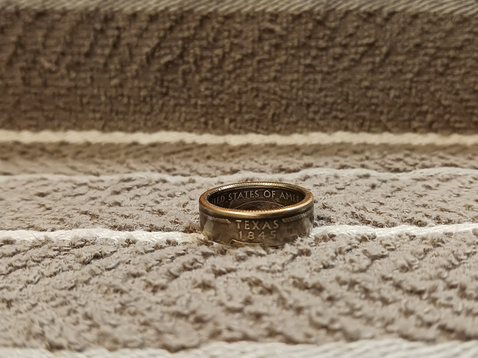 TEXAS State Washington Quarters coin ring 7 -1/2 2004 clad