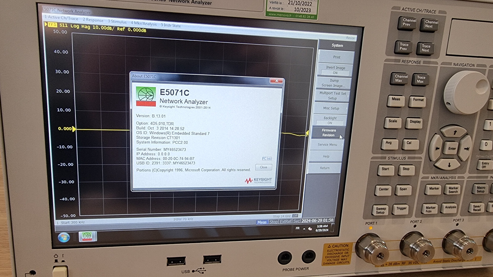 AGILENT KEYSIGHT E5071C 4D5 + options 019-TDR-UNQ - VNA