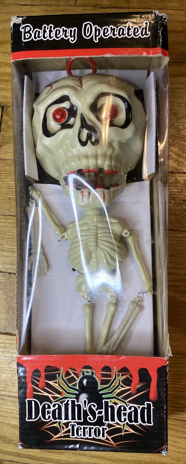VINTAGE RARE DEATHS HEAD TERROR SKELETON BATTERY OPERATED FIGURE