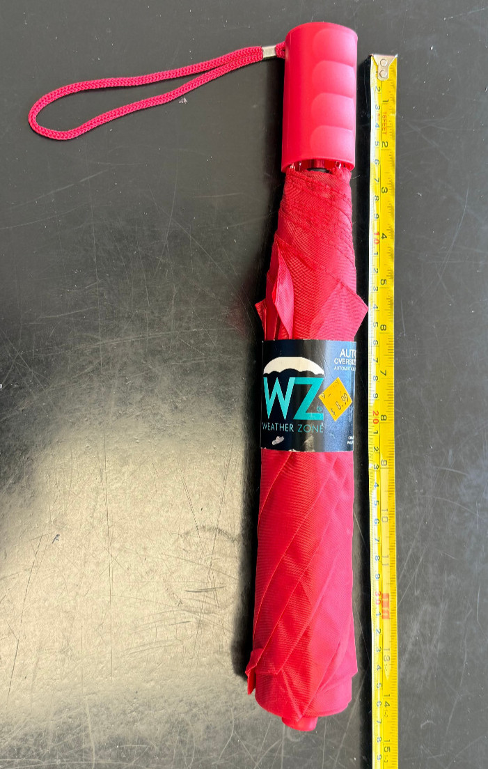Weather Zone Automatic Oversize Red Manual Push-Button Umbrella 38" Arc