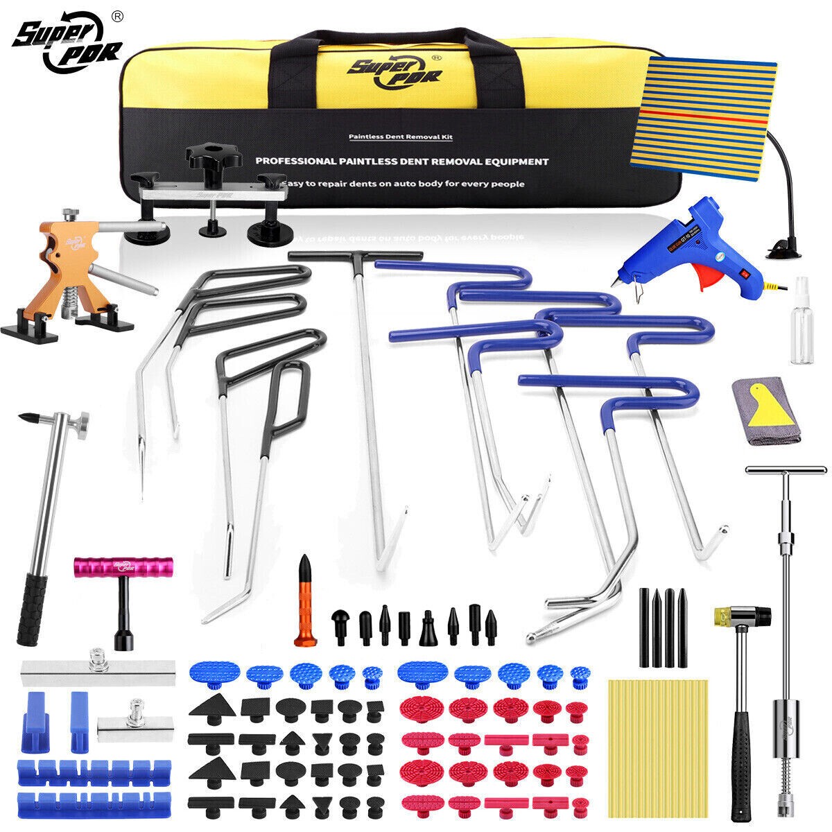 PDR Car Dent Repair Kit 118PCS Paintless Dent Removal Rods Stainless Steel Tools