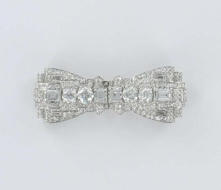 Multi Shape 13.75 Carat Cubic Zirconia Magnificent Art Deco Engagement Brooches