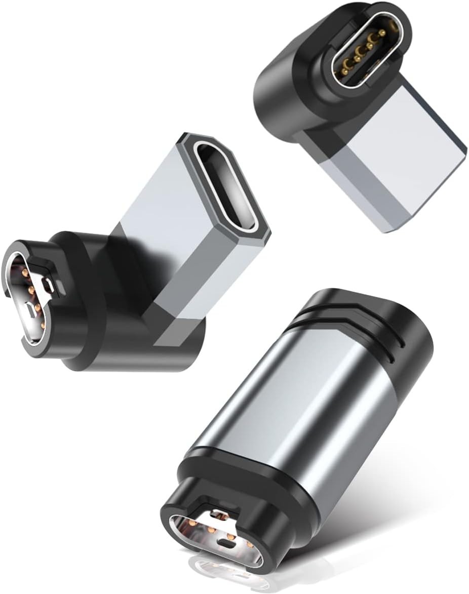 USB-C Charger Adapters for Garmin: 3-Pack for Tactix, Fenix, Forerunner
