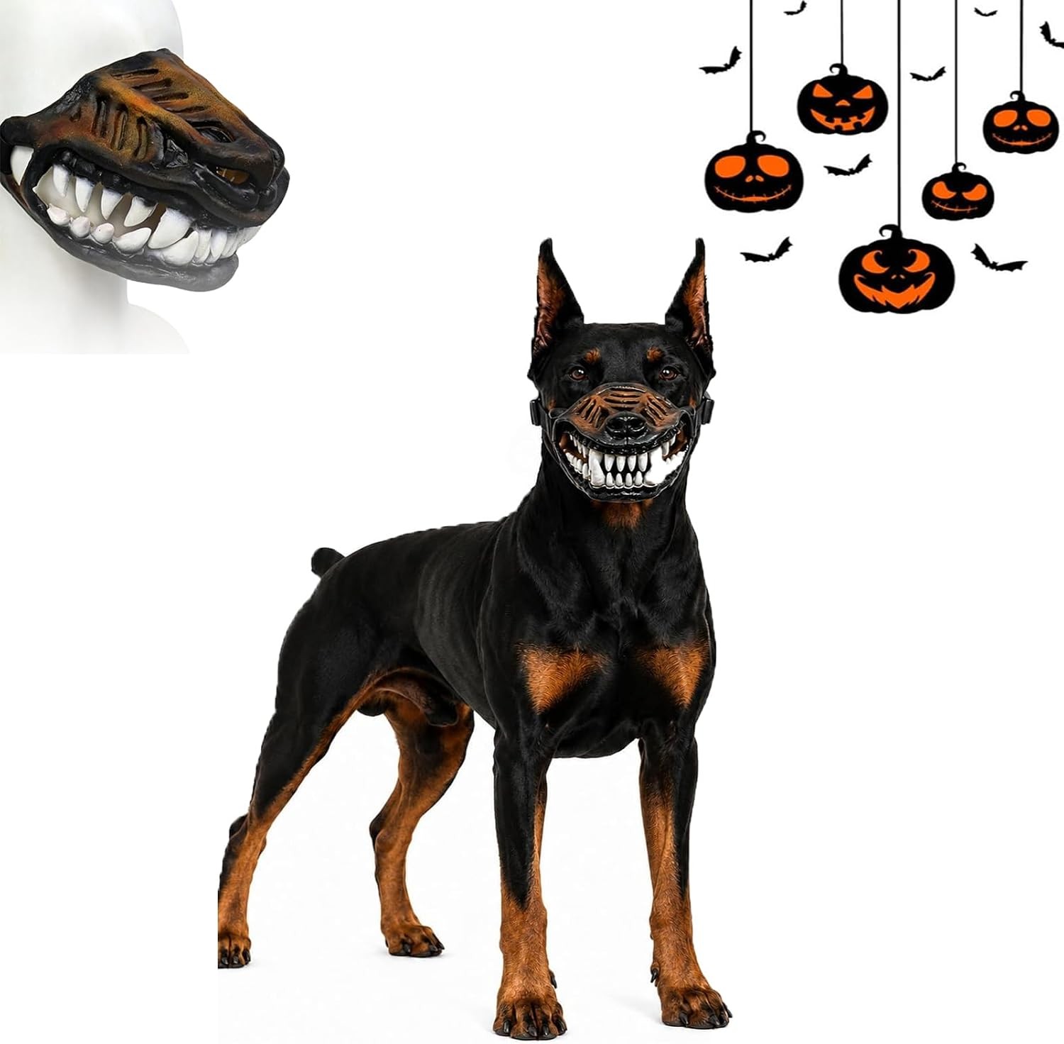 Scary Dog Muzzle with Teeth,Monster/Funny/Terror Dog Teeth Muzzle for Large Dog.