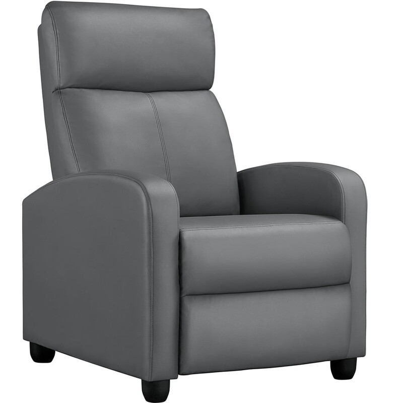 Faux Leather Push Back Recliner Theater Chair Soft Cushioned Gaming Comfortable