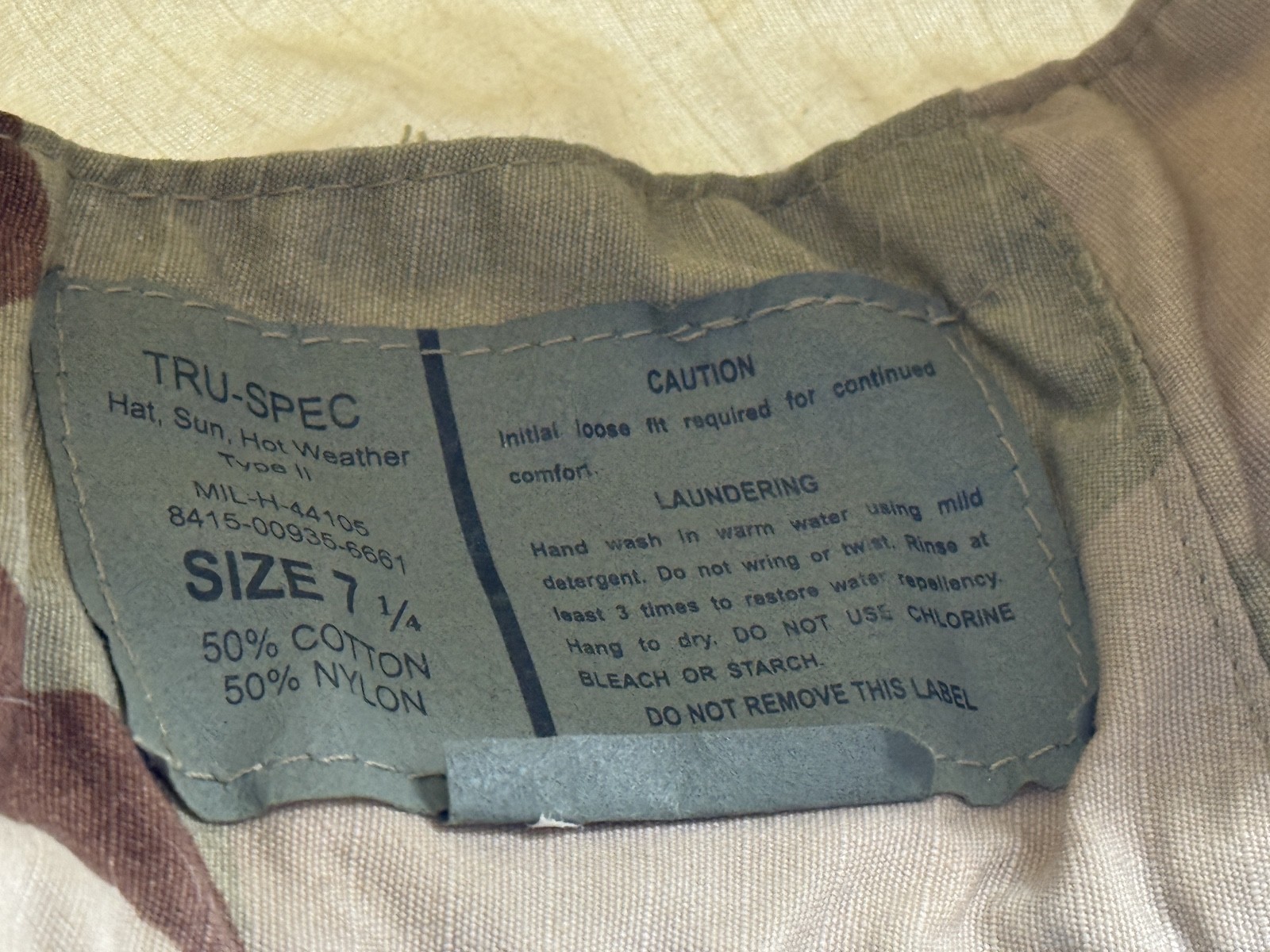 TRU-SPEC Type II Men's Boonie Hat Military Desert Camo Sz 7 1/4 8415-00935-6661