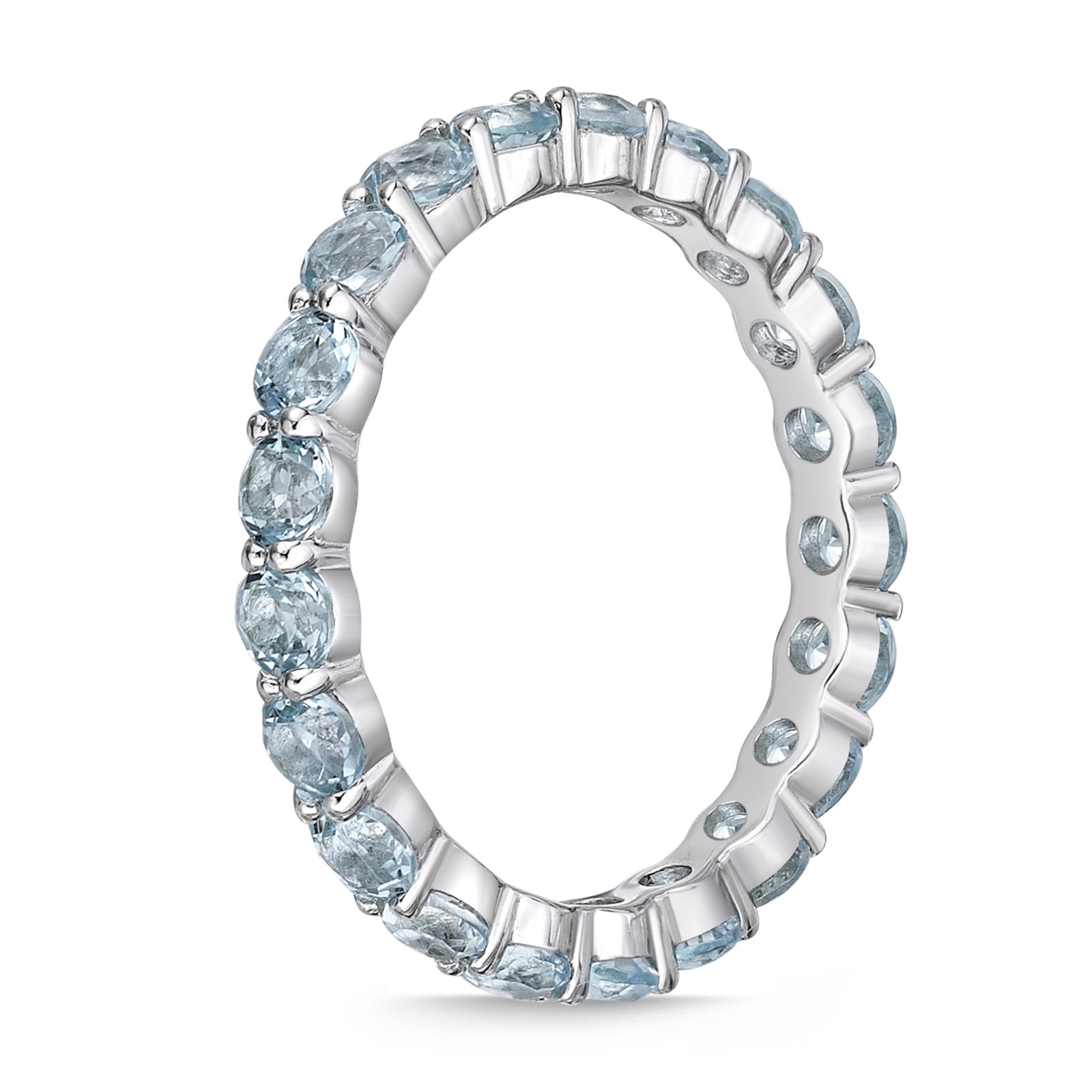2.20 Round Blue Topaz 925 Sterling Silver Ring, Size - 8