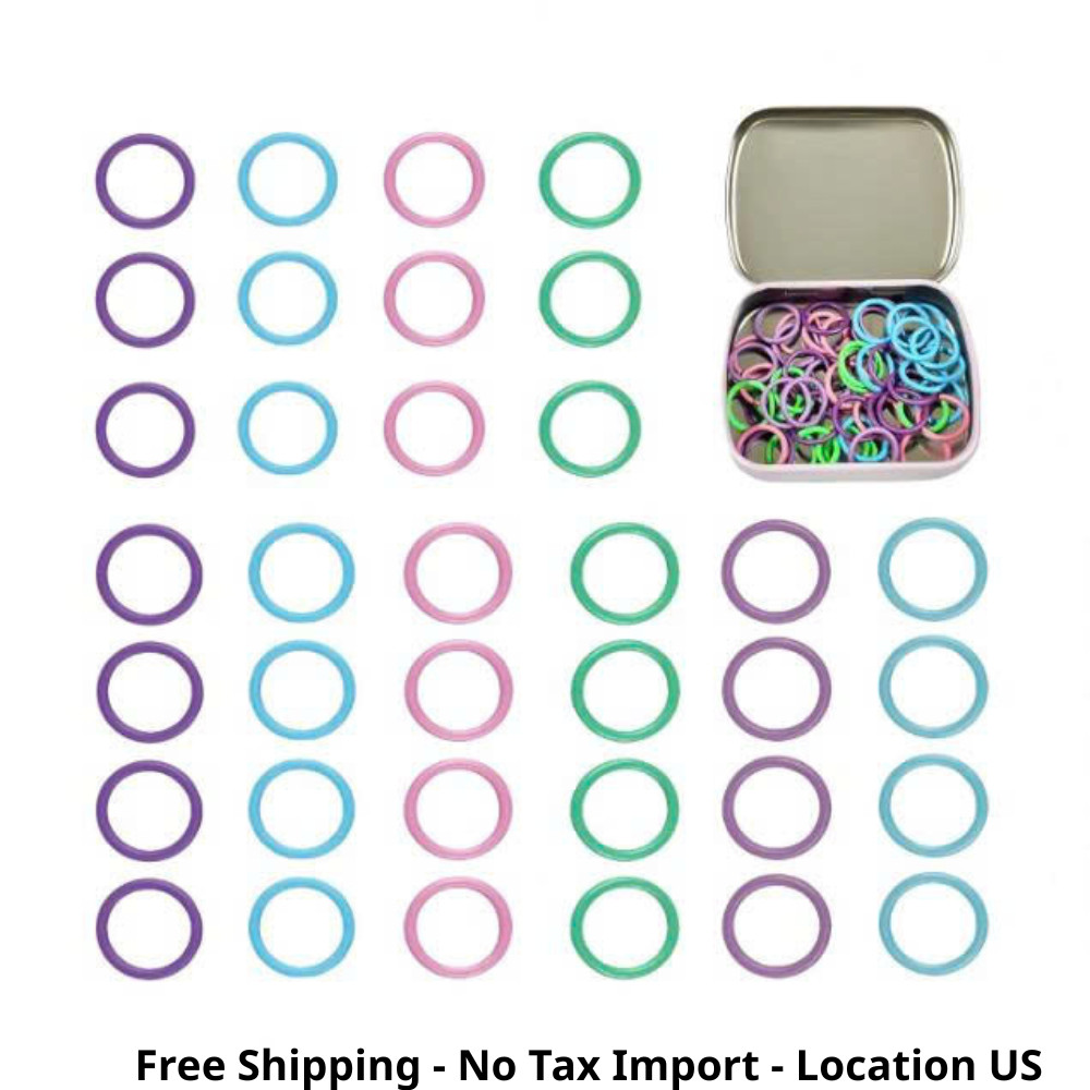 50Pcs Round Metal Stitch Markers,Metal Colorful Crochet Stitch Orbicular-50pcs