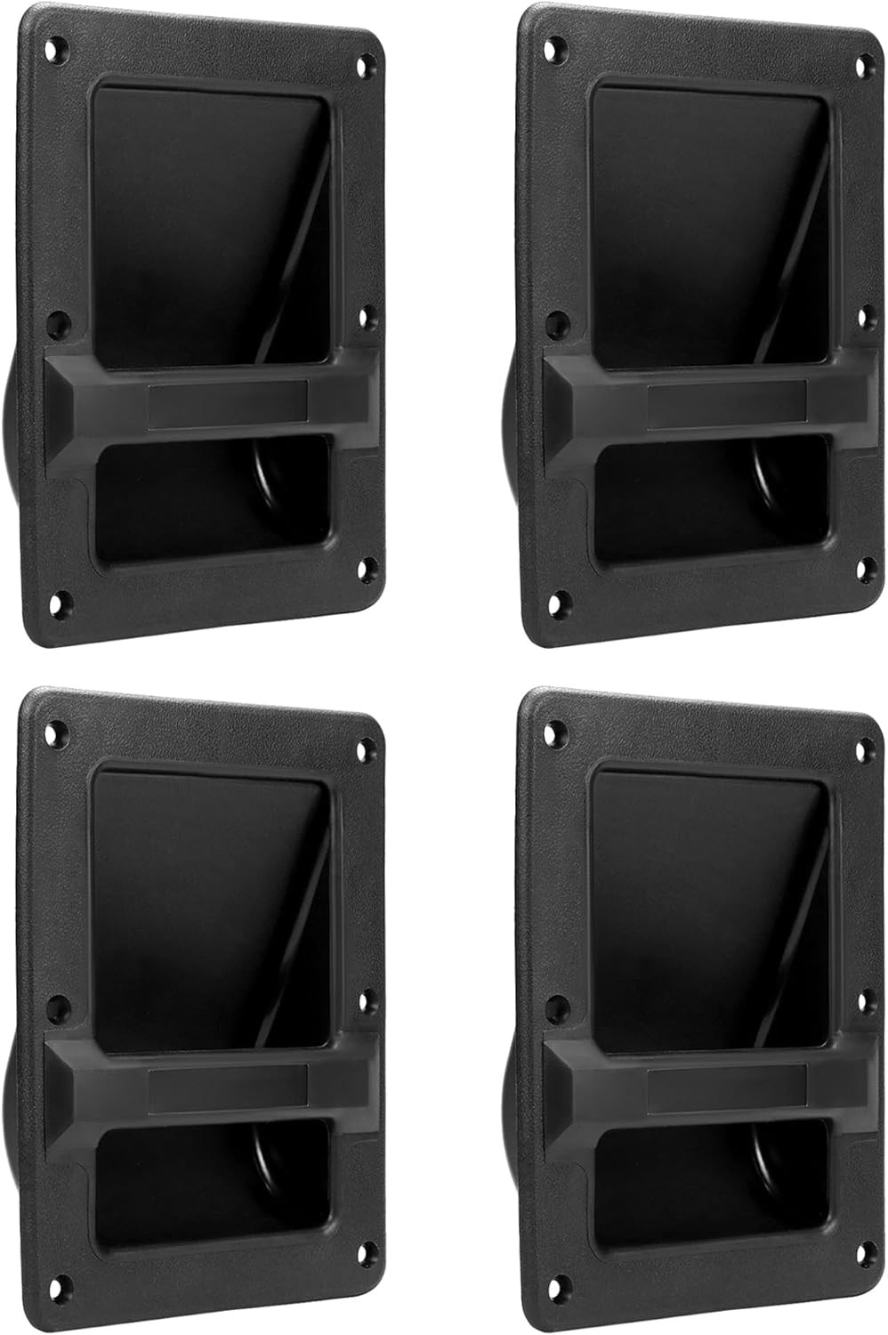 QWORK Plastic Speaker Cabinet Handles, 4 Pack Heavy Duty Recessed Black