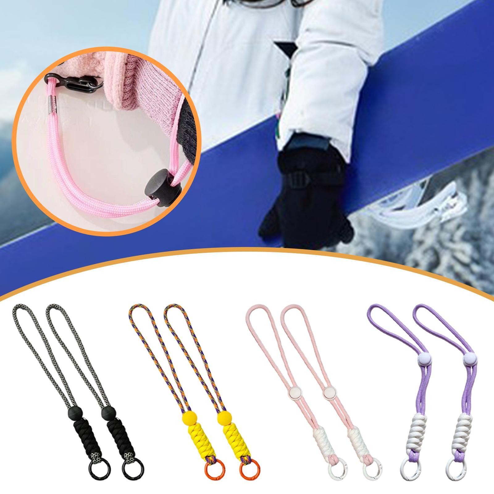 2x Ski Gloves Wrist Straps Anti Loss Lanyard Keychain String Adjustable for