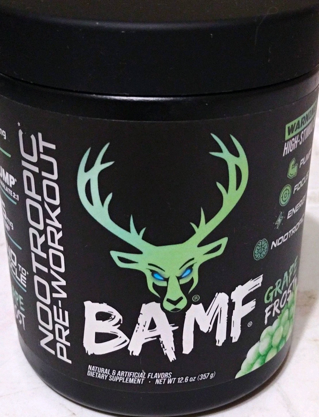 BAMF Pre-Workout Powder High-Stimulant Grape Frost Exp: 11/2026