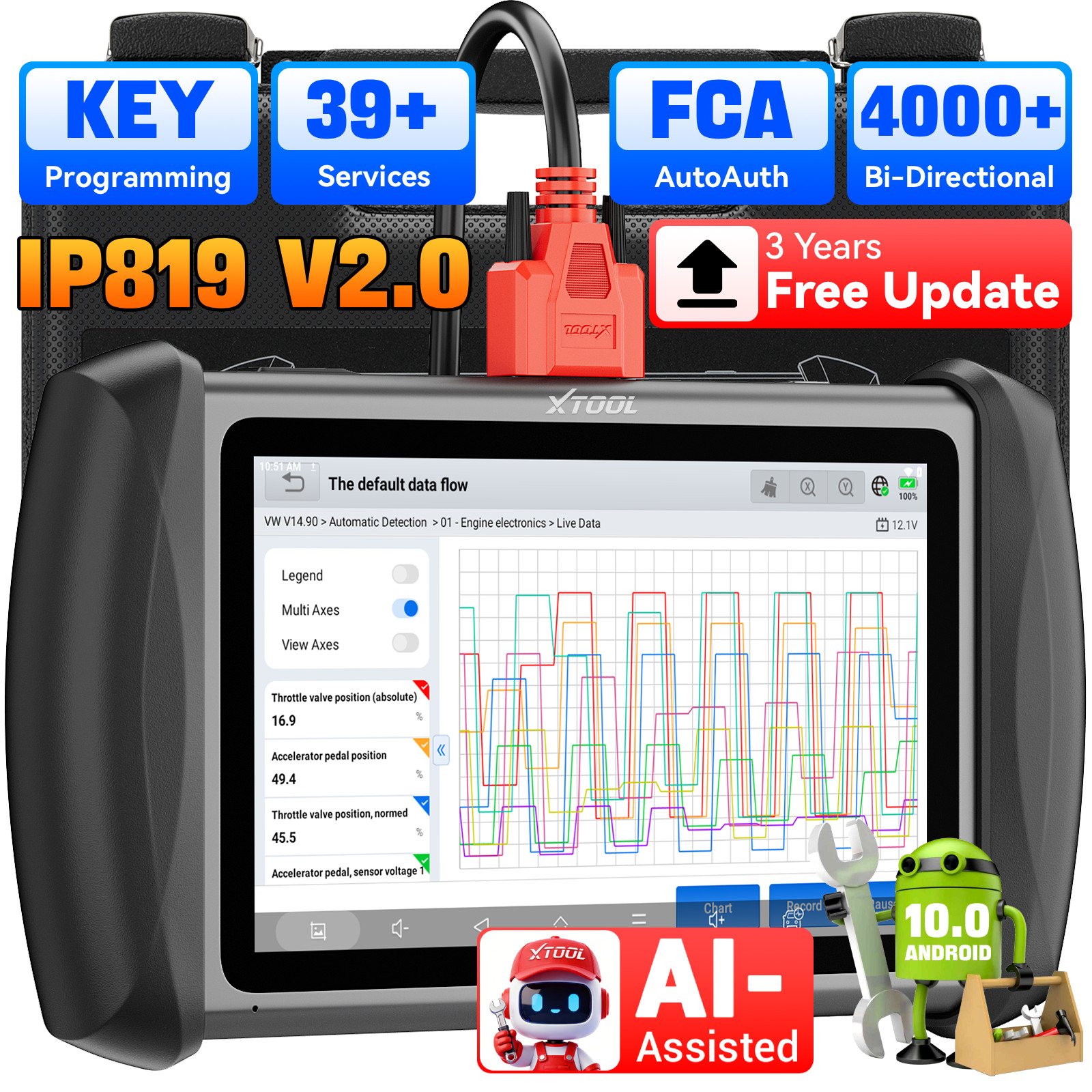 2026 XTOOL IP819 V2.0 Bidirectional Scan Tool AI Assisted Car Diagnostic Scanner