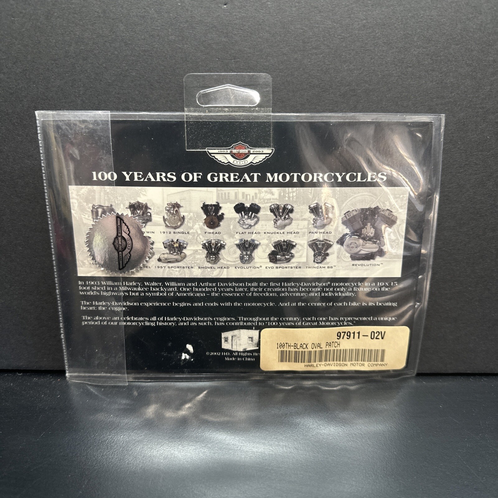 HARLEY-DAVIDSON 100TH ANNIVERSARY BLACK OVAL PATCH 97911-02V
