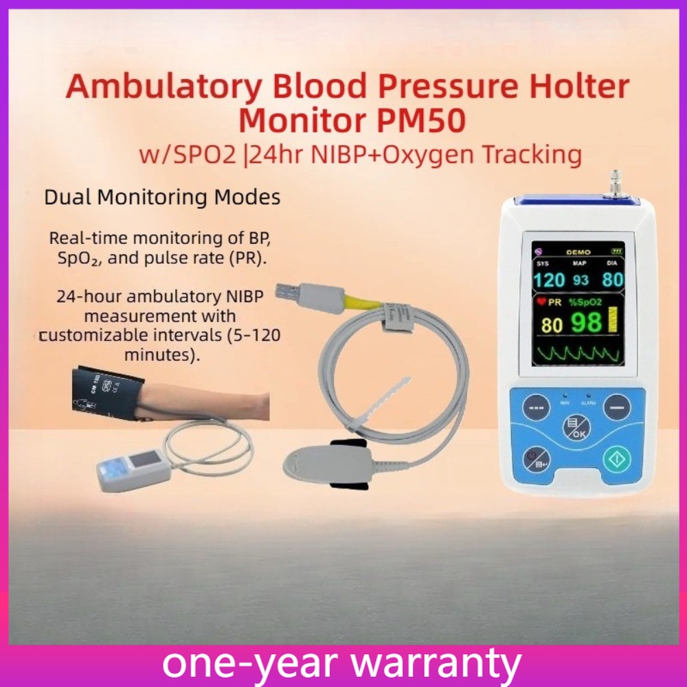 24-Hour ABPM NIBP SpO2 Holter Monitor PM50 Ambulatory BP & Oxygen Monitor
