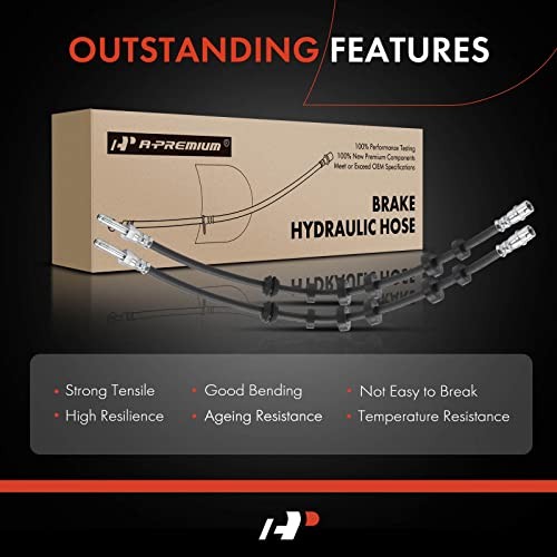 Front Driver and Passenger Brake Hydraulic Hoses Compatible with Select Audi