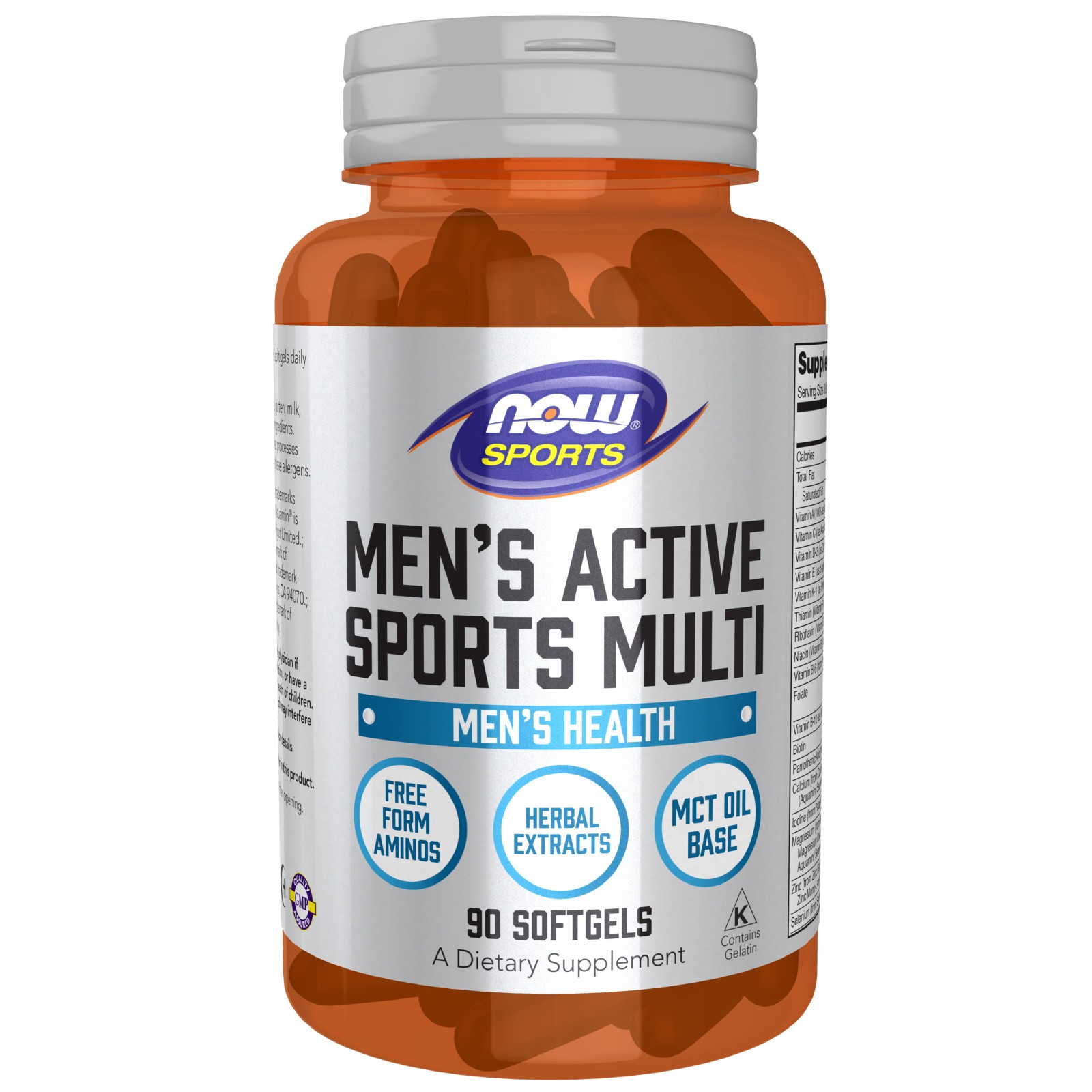 NOW FOODS Men's Active Sports Multi 90 Softgels, Clearance for Best By 04/2026