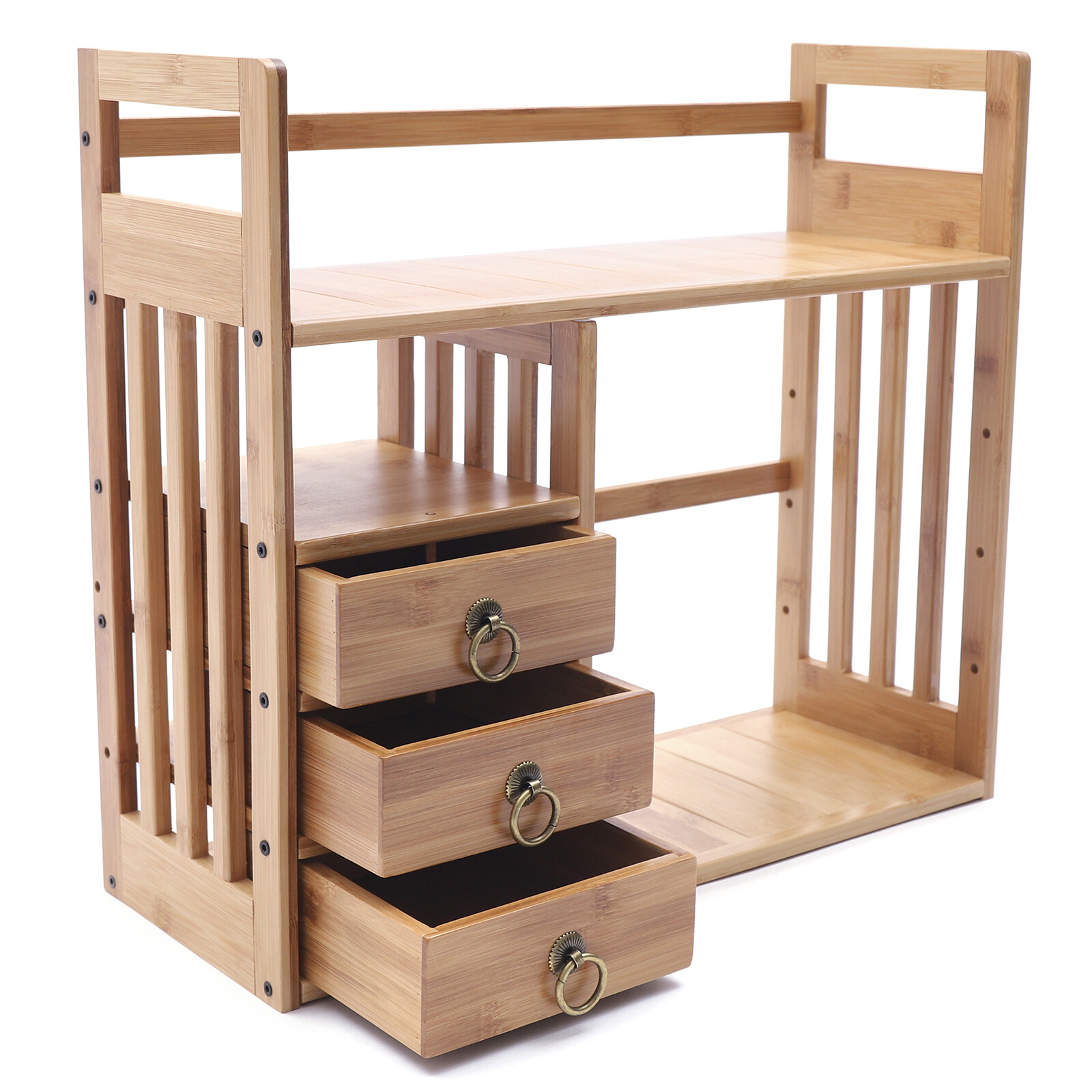 Adjustable Natural Wood Dasktop Bookshelf Bamboo Desk Storage Display Organizer