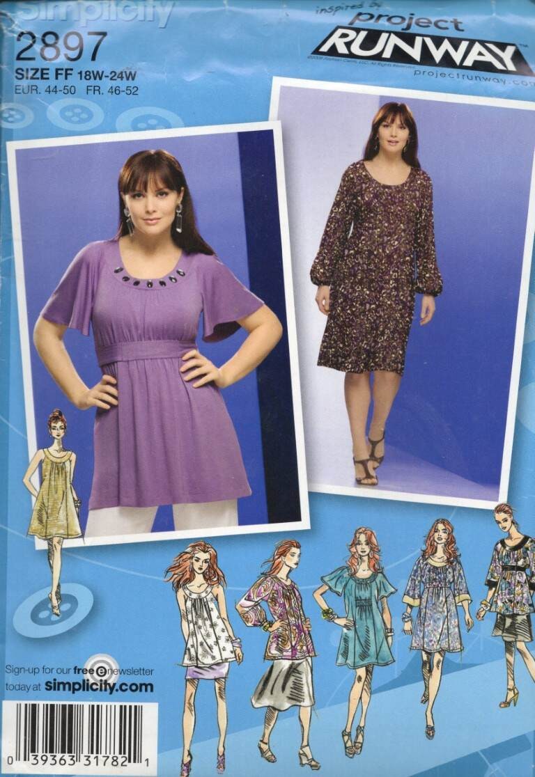 2897 SIMP WOMEN'S/WOMEN'S PETITE DRESS/TUNIC W/VARIATIONS SZ 18W-24W