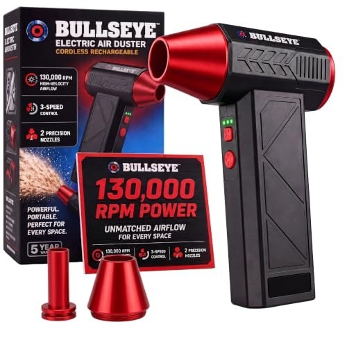 BULLSEYE Blaster 130000 RPM Electric Air Duster, Rechargeable Cordless Compresse