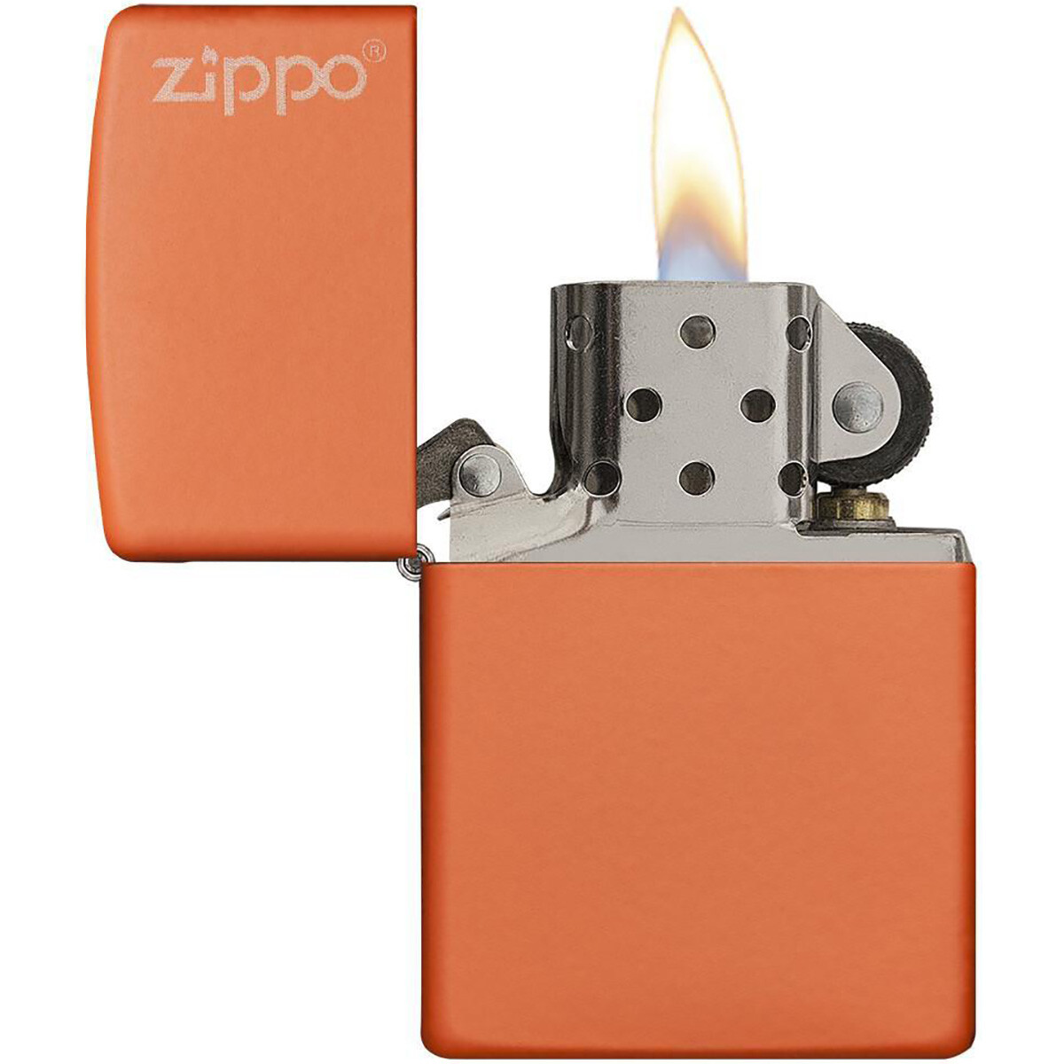 Zippo Logo Matte Pocket Lighter - Orange