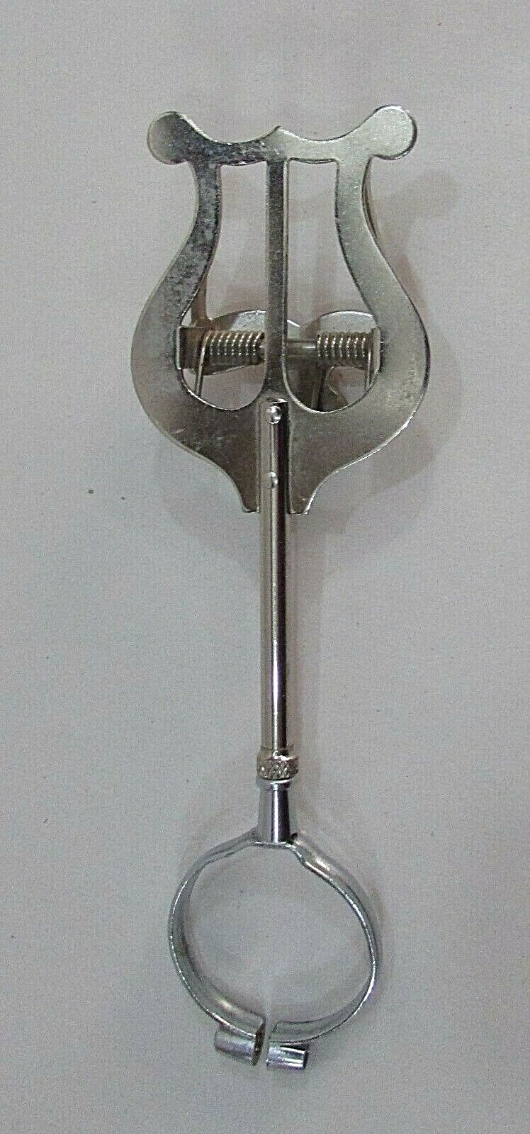 Old Metal Lyre Sheet Music Clip 5" Holder w Ring To Attach Instrument FREE S/H