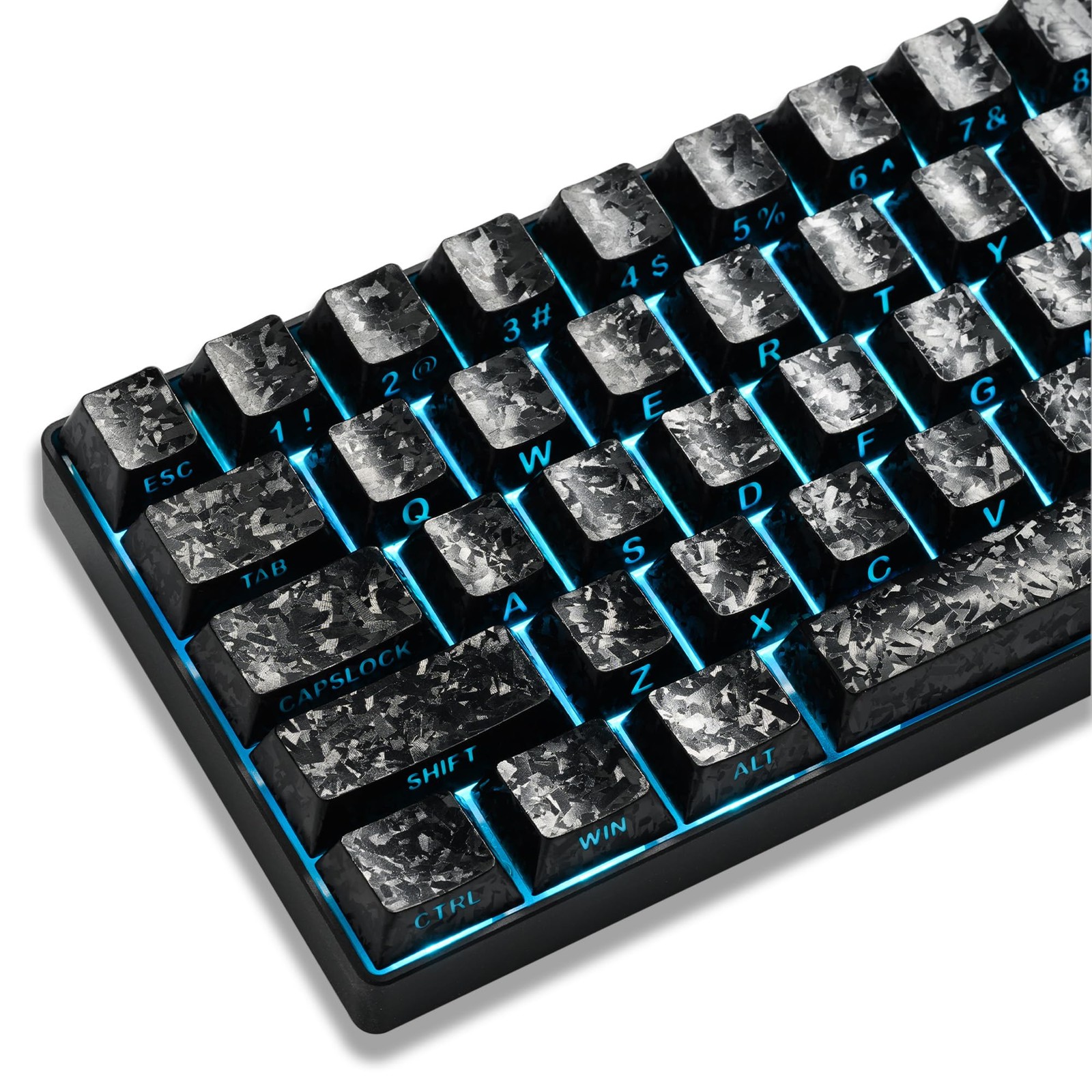 Black XVX Shine Through Forged Carbon Cherry Profile Keycap ANSI MX Keyboard