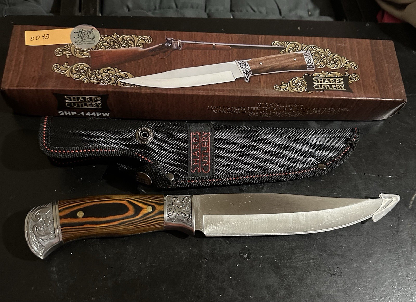 Sharps Cultery Overall length of 12" Pakkawood Handle