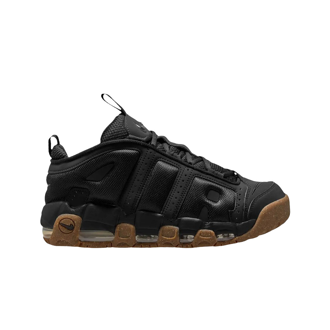 Nike Air More Uptempo Low Black and Gum Medium Brown FZ3055-003 Authentic Men