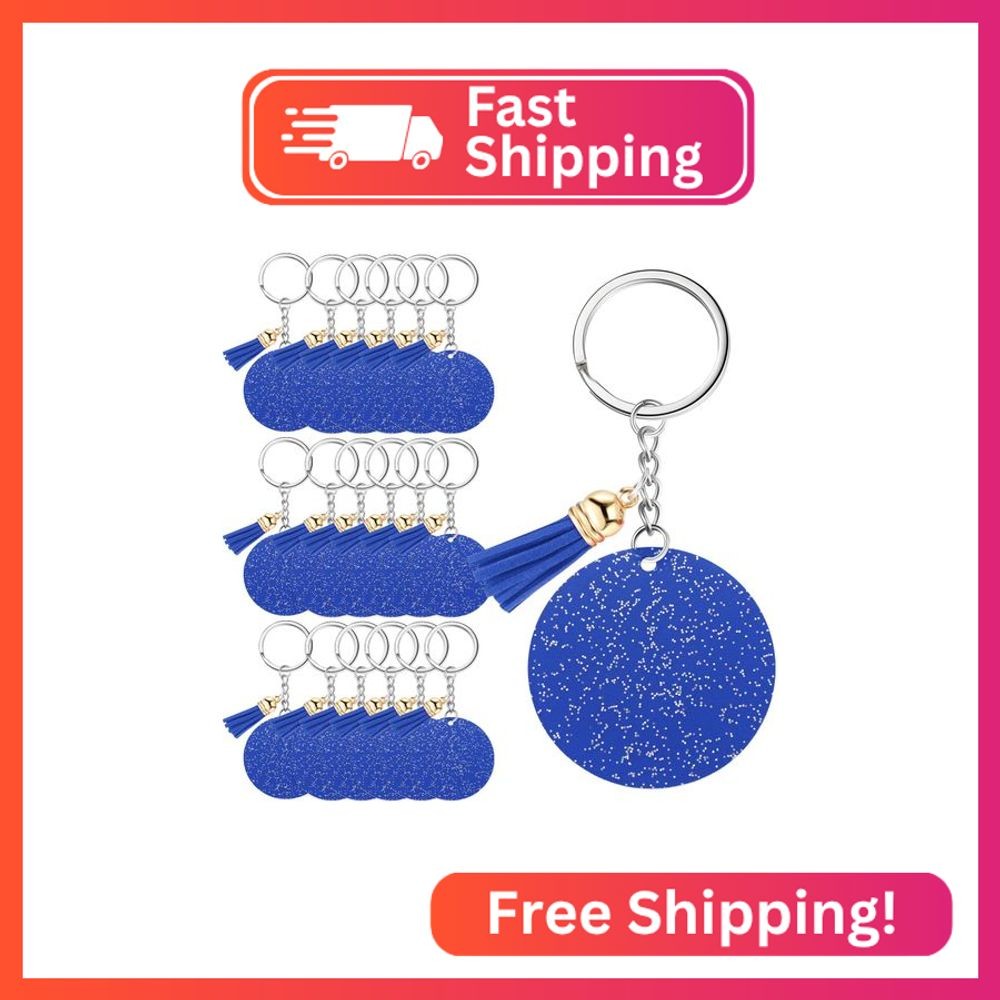 Sureio 20 Set Acrylic Keychain Blank with Key Rings 20 Pcs 1.97'' Glitter Acryli