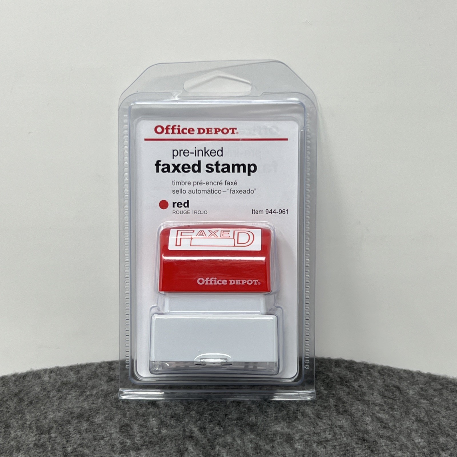 FAXED Stamp Pre-inked RED Office DEPOT Item 944-961