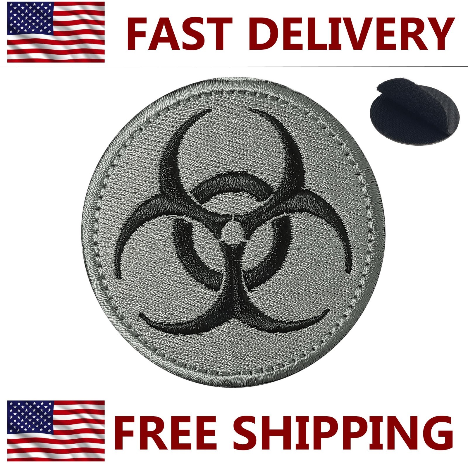 Embroidered Tactical Patch | Biohazard Gray | Hook and Loop | Free Shipping