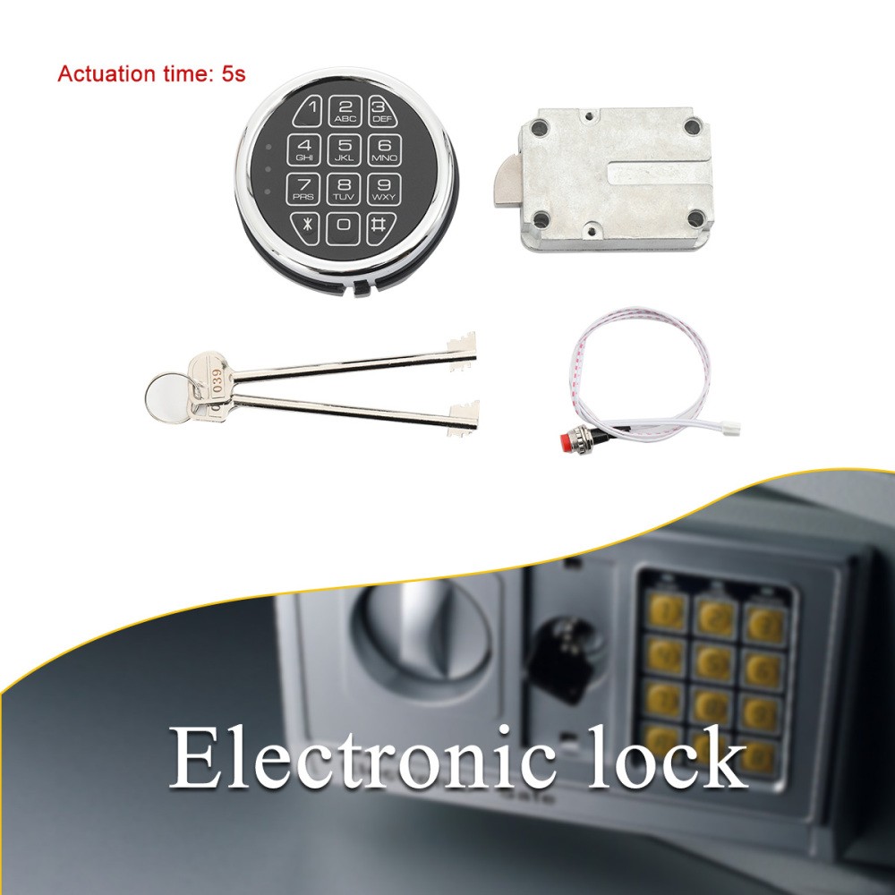 Gun Safe Lock Replacement Chrome Keypad Safe Electronic Lock Solenoid 2 Key