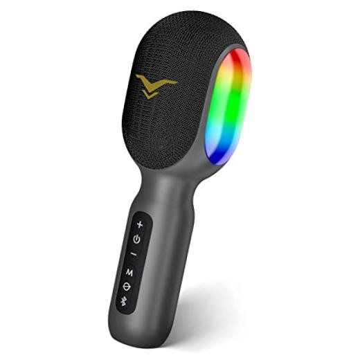 Wireless Bluetooth Karaoke Microphone, 5-in-1 Portable Handheld Mic Gray