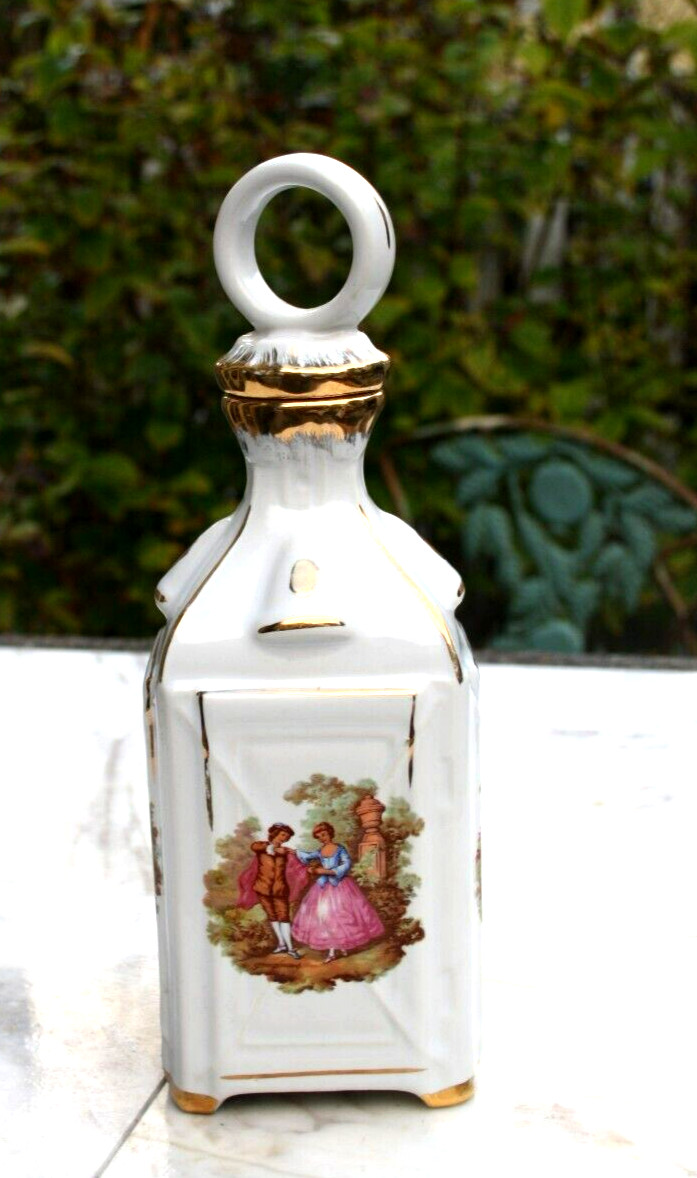 Vintage 1969 Giffard Creme De Menthe Painted Empty Decanter ~ FRANCE