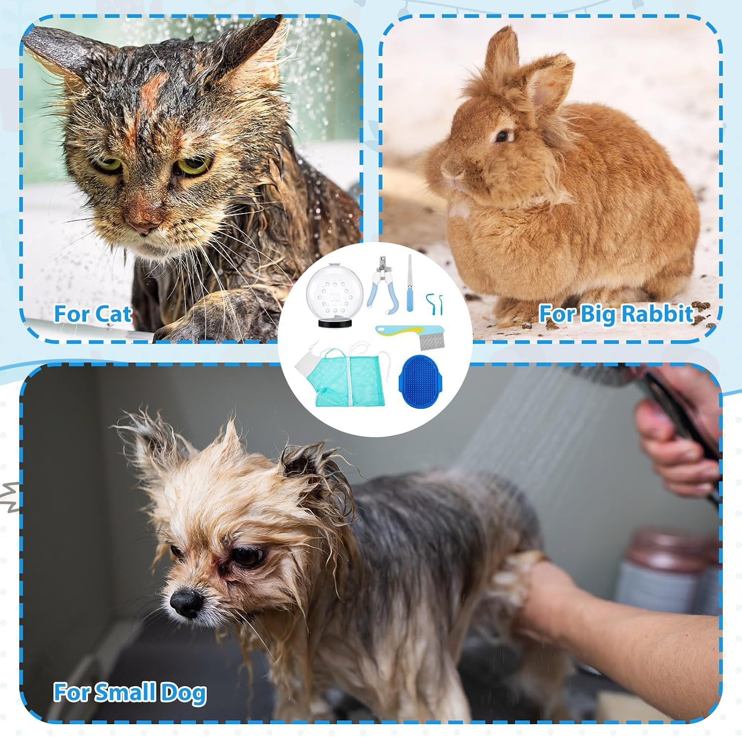 8 Pcs Cat Muzzle Set with Adjustable Cat Bathing Bag, Breathable Muzzle Pet for