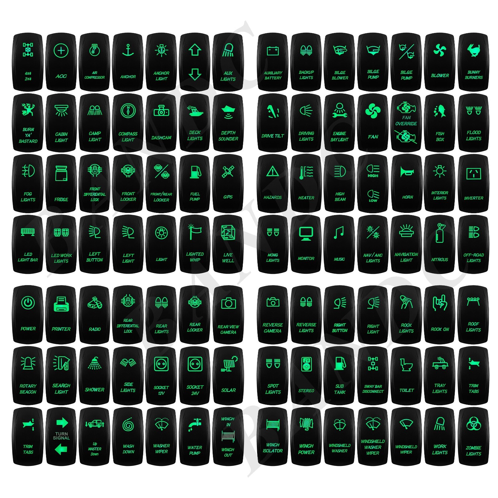 Rocker Switch Button 12V Green Led For Car Marine Boat ARB Carling 5PIN/7PIN